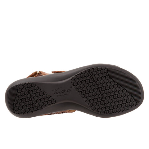 Trotters Romi T2118-215 Womens Brown Leather Strap Slingback Sandals Shoes