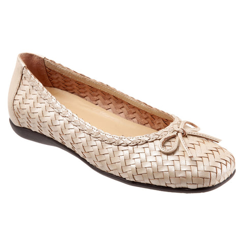 Trotters Gillian T2122-177 Womens Brown Narrow Leather Ballet Flats Shoes
