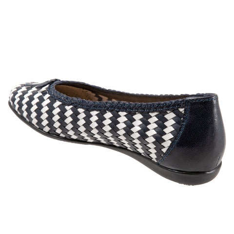 Trotters Gillian T2122-418 Womens Blue Narrow Leather Ballet Flats Shoes