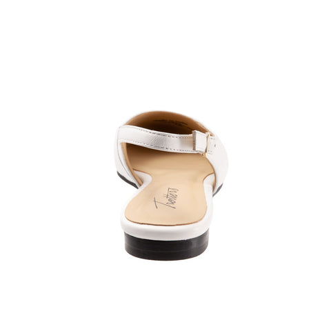 Trotters Halsey T2123-100 Womens White Leather Slingback Flats Shoes