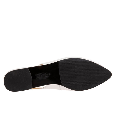 Trotters Halsey T2123-100 Womens White Leather Slingback Flats Shoes