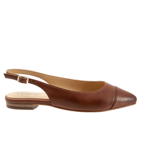 Trotters Halsey T2123-215 Womens Brown Leather Slingback Flats Shoes