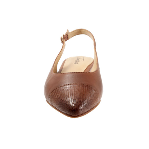 Trotters Halsey T2123-215 Womens Brown Leather Slingback Flats Shoes