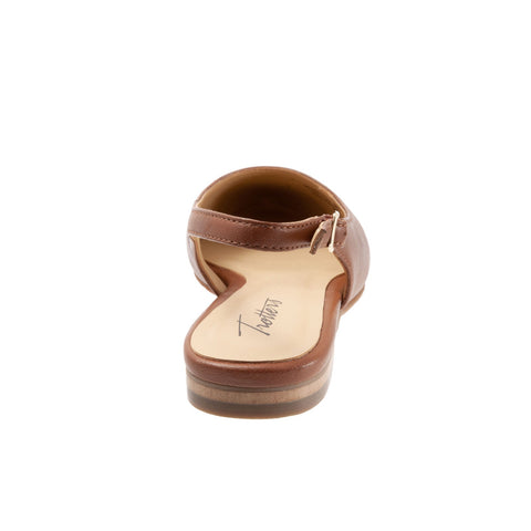 Trotters Halsey T2123-215 Womens Brown Leather Slingback Flats Shoes