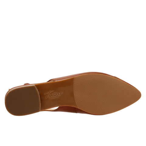 Trotters Halsey T2123-215 Womens Brown Narrow Leather Slingback Flats Shoes
