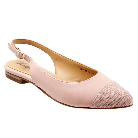 Trotters Halsey T2123-727 Womens Pink Narrow Leather Slingback Flats Shoes