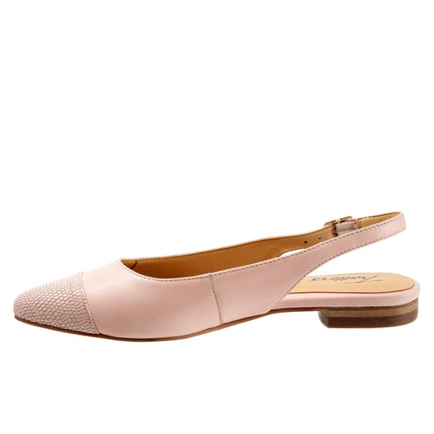 Trotters Halsey T2123-727 Womens Pink Narrow Leather Slingback Flats Shoes