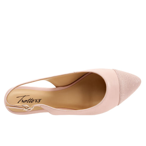 Trotters Halsey T2123-727 Womens Pink Narrow Leather Slingback Flats Shoes