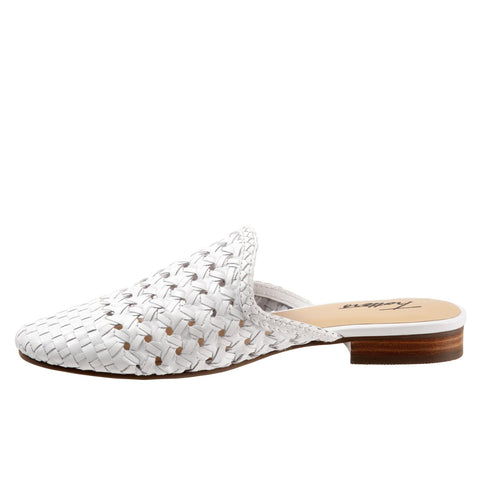 Trotters Leona T2127-100 Womens White Leather Slides Sandals Shoes