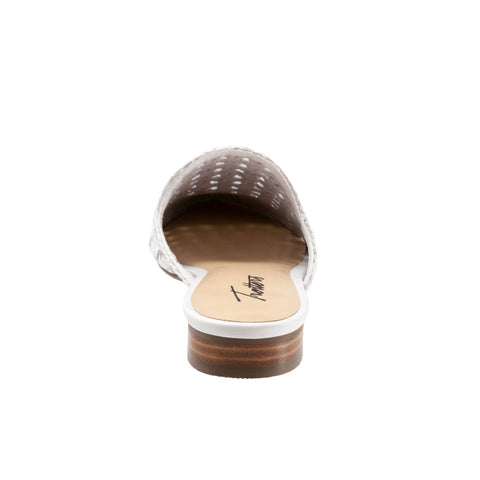 Trotters Leona T2127-100 Womens White Leather Slides Sandals Shoes