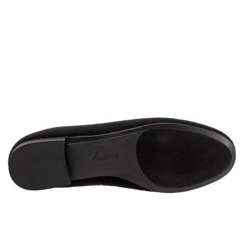 Trotters Glory T2160-018 Womens Black Wide Suede Slip On Loafer Flats Shoes