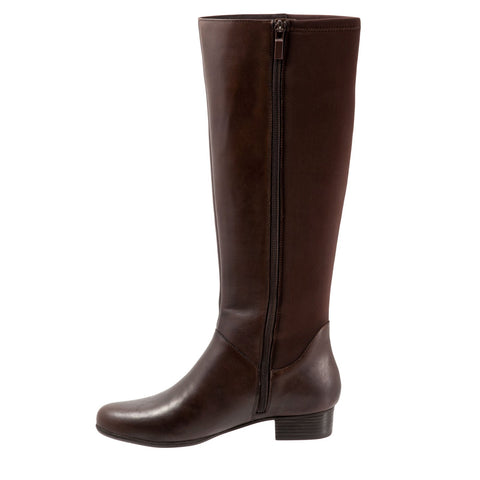 Trotters Misty T2165-200 Womens Brown Leather Zipper Knee High Boots