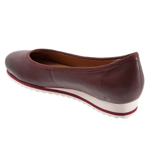Trotters Isla T2170-627 Womens Burgundy Leather Slip On Ballet Flats Shoes