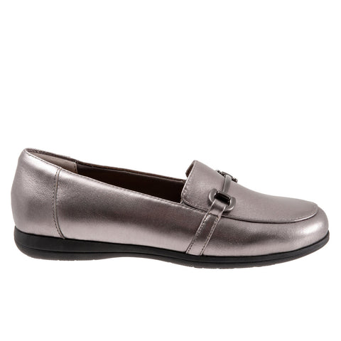 Trotters Donelle T2172-033 Womens Gray Leather Slip On Loafer Flats Shoes