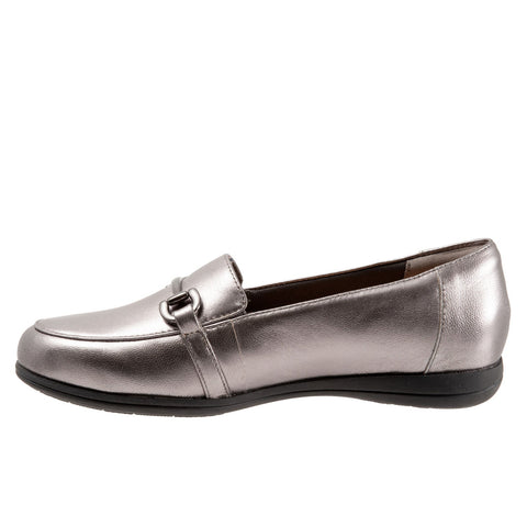 Trotters Donelle T2172-033 Womens Gray Leather Slip On Loafer Flats Shoes
