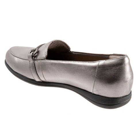 Trotters Donelle T2172-033 Womens Gray Leather Slip On Loafer Flats Shoes