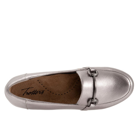 Trotters Donelle T2172-033 Womens Gray Leather Slip On Loafer Flats Shoes