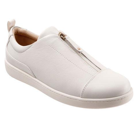 Trotters Anika T2173-115 Womens White Wide Leather Lifestyle Sneakers Shoes