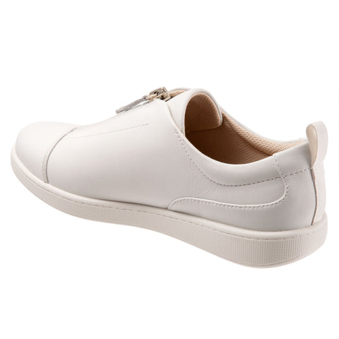 Trotters Anika T2173-115 Womens White Wide Leather Lifestyle Sneakers Shoes