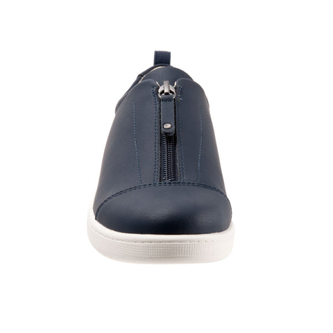 Trotters Anika T2173-400 Womens Blue Wide Leather Lifestyle Sneakers Shoes