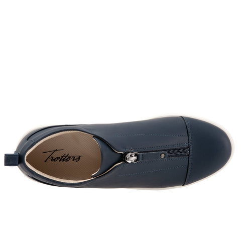 Trotters Anika T2173-400 Womens Blue Wide Leather Lifestyle Sneakers Shoes