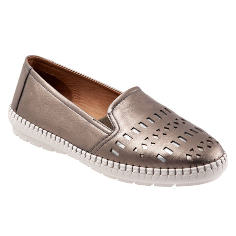 Trotters Remi T2208-046 Womens Gray Leather Slip On Loafer Flats Shoes