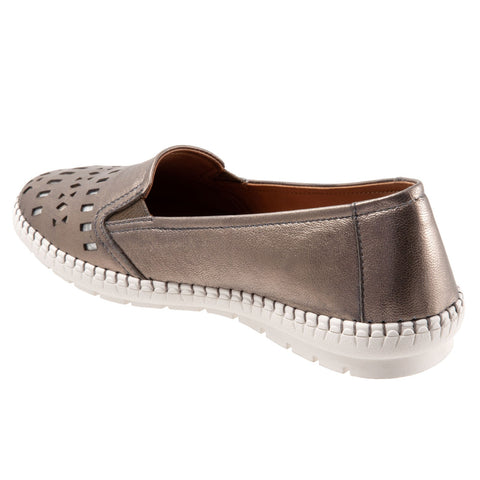 Trotters Remi T2208-046 Womens Gray Leather Slip On Loafer Flats Shoes