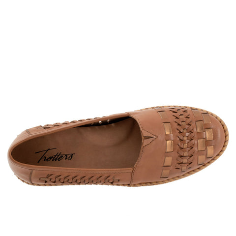 Trotters Rory T2209-296 Womens Brown Leather Slip On Loafer Flats Shoes
