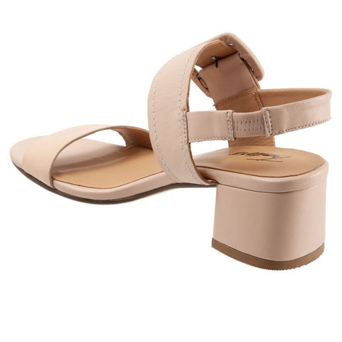 Trotters Laila T2222-130 Womens Beige Wide Leather Strap Heels Shoes
