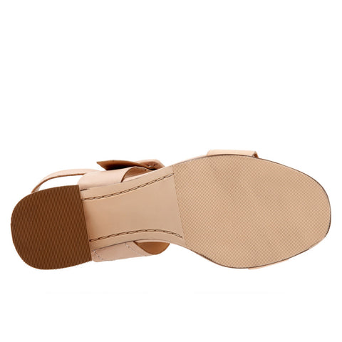 Trotters Laila T2222-130 Womens Beige Wide Leather Strap Heels Shoes