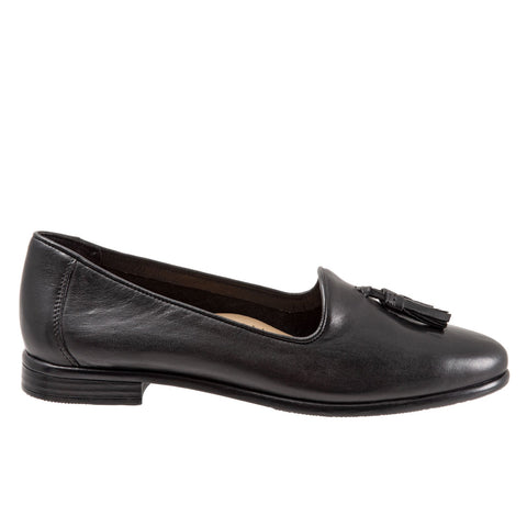 Trotters Liz Tassel T2224-001 Womens Black Leather Loafer Flats Shoes