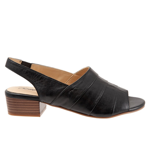 Trotters Nina T2225-001 Womens Black Leather Heeled Sandals Shoes