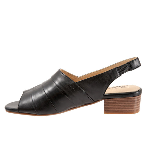 Trotters Nina T2225-001 Womens Black Leather Heeled Sandals Shoes