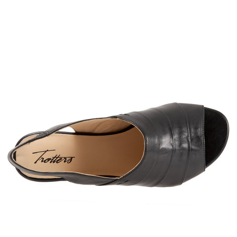 Trotters Nina T2225-001 Womens Black Leather Heeled Sandals Shoes