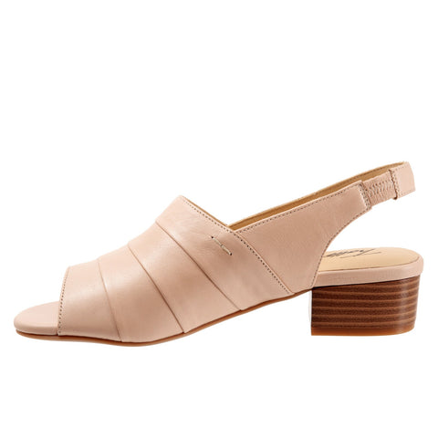 Trotters Nina T2225-112 Womens Beige Wide Leather Heeled Sandals Shoes
