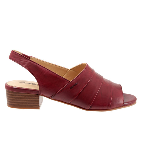 Trotters Nina T2225-601 Womens Burgundy Leather Heeled Sandals Shoes