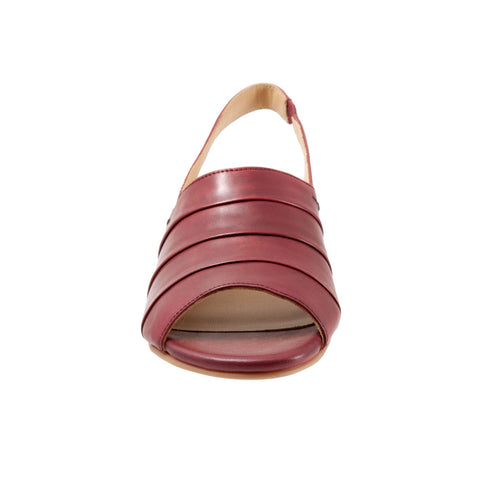 Trotters Nina T2225-601 Womens Burgundy Wide Leather Heeled Sandals Shoes