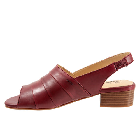 Trotters Nina T2225-601 Womens Burgundy Leather Heeled Sandals Shoes