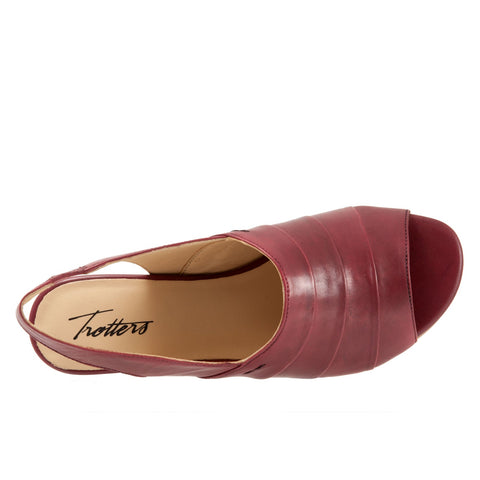 Trotters Nina T2225-601 Womens Burgundy Leather Heeled Sandals Shoes