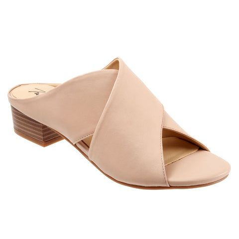 Trotters Nora T2226-130 Womens Beige Wide Leather Heeled Sandals Shoes