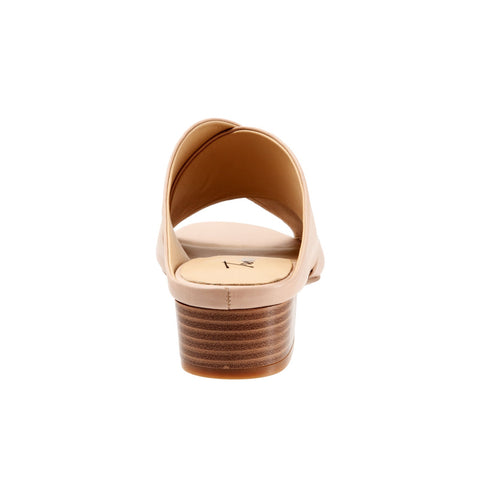 Trotters Nora T2226-130 Womens Beige Leather Slip On Heeled Sandals Shoes