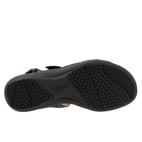 Trotters Romi Woven T2232-001 Womens Black Leather Slingback Sandals Shoes
