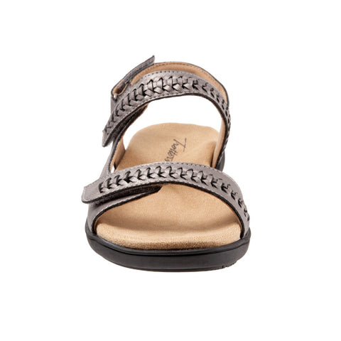 Trotters Romi Woven Womens Gray Extra Wide Slingback Sandals Shoes