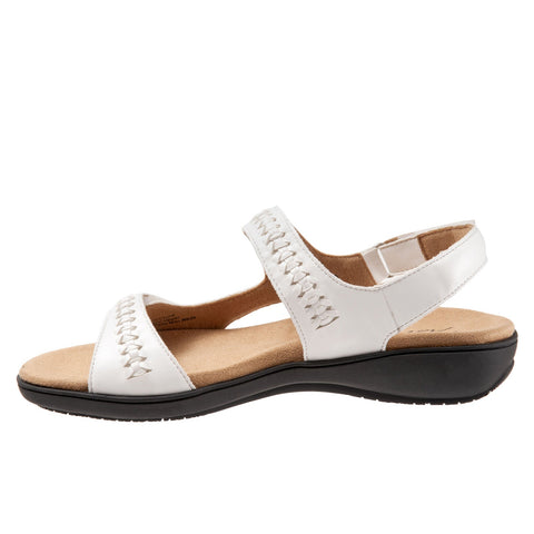 Trotters Romi Woven T2232-100 Womens White Wide Slingback Sandals Shoes
