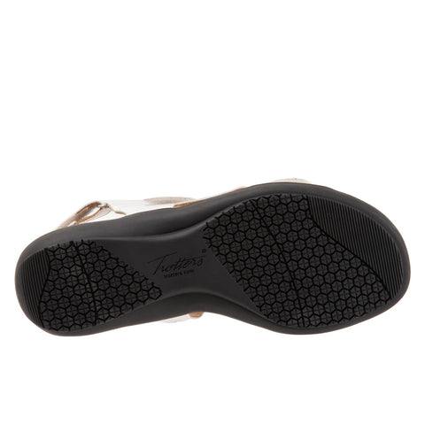 Trotters Romi Woven T2232-100 Womens White Wide Slingback Sandals Shoes