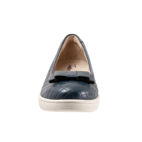 Trotters Anna T2256-400 Womens Blue Narrow Leather Loafer Flats Shoes