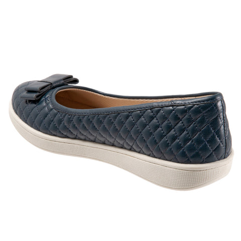 Trotters Anna T2256-400 Womens Blue Wide Leather Slip On Loafer Flats Shoes