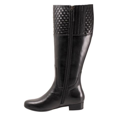 Trotters Morgan T2262-001 Womens Black Leather Zipper Knee High Boots