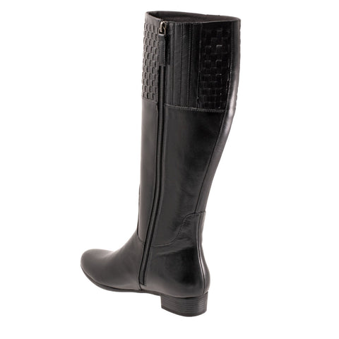 Trotters Morgan T2262-001 Womens Black Leather Zipper Knee High Boots