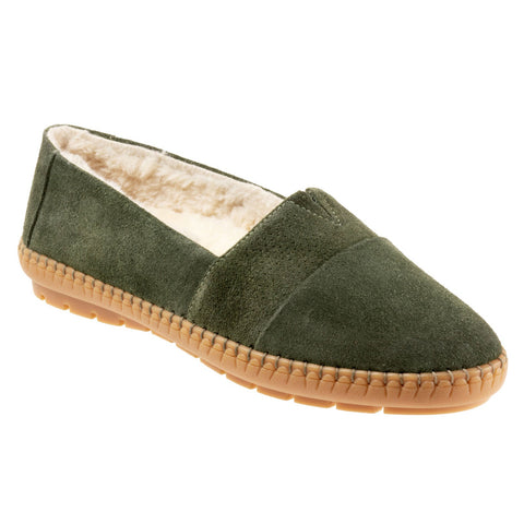 Trotters Ruby Plush T2271-310 Womens Green Suede Slip On Loafer Flats Shoes